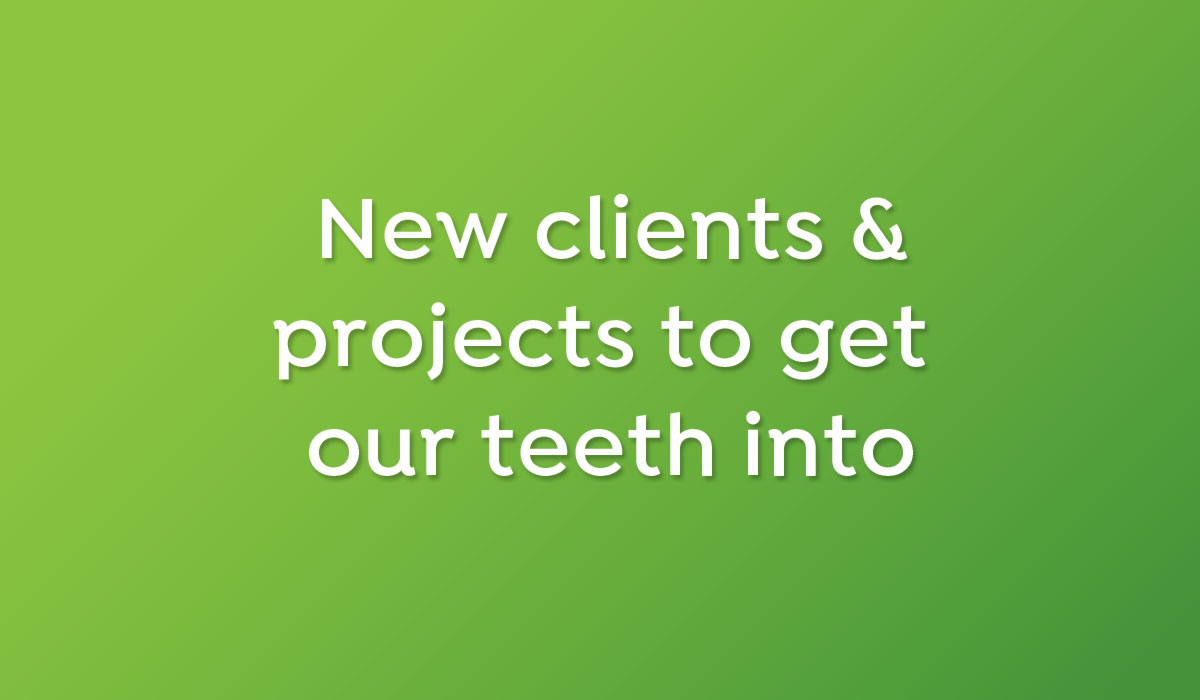 New clients & projects to get our teeth into