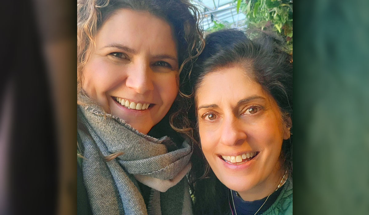 Two friends talk parenting and business