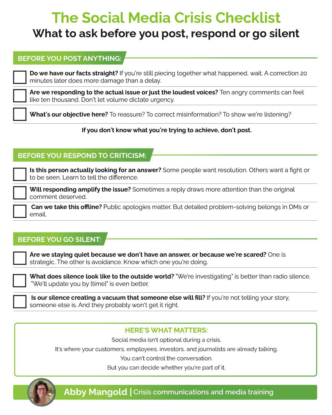 Social Media Crisis Checklist